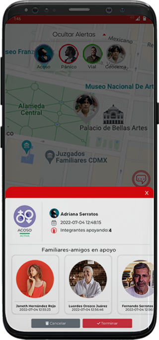 Navegación y monitoreo en Alerta Familia